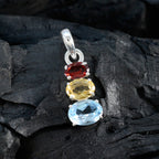 Multi Stone Minimalist Korean Silver Trilogy Hua Modern multicolor Pendant Jewelry