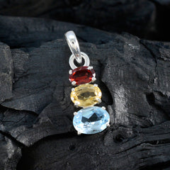 マルチストーンミニマリスト韓国シルバートリロジーHuaモダンマルチカラーペンダントジュエリー