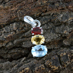 Multi Stone Minimalist Korean Silver Trilogy Hua Modern multicolor Pendant Jewelry