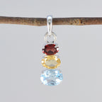 Multi Stone Minimalist Korean Silver Trilogy Hua Modern multicolor Pendant Jewelry