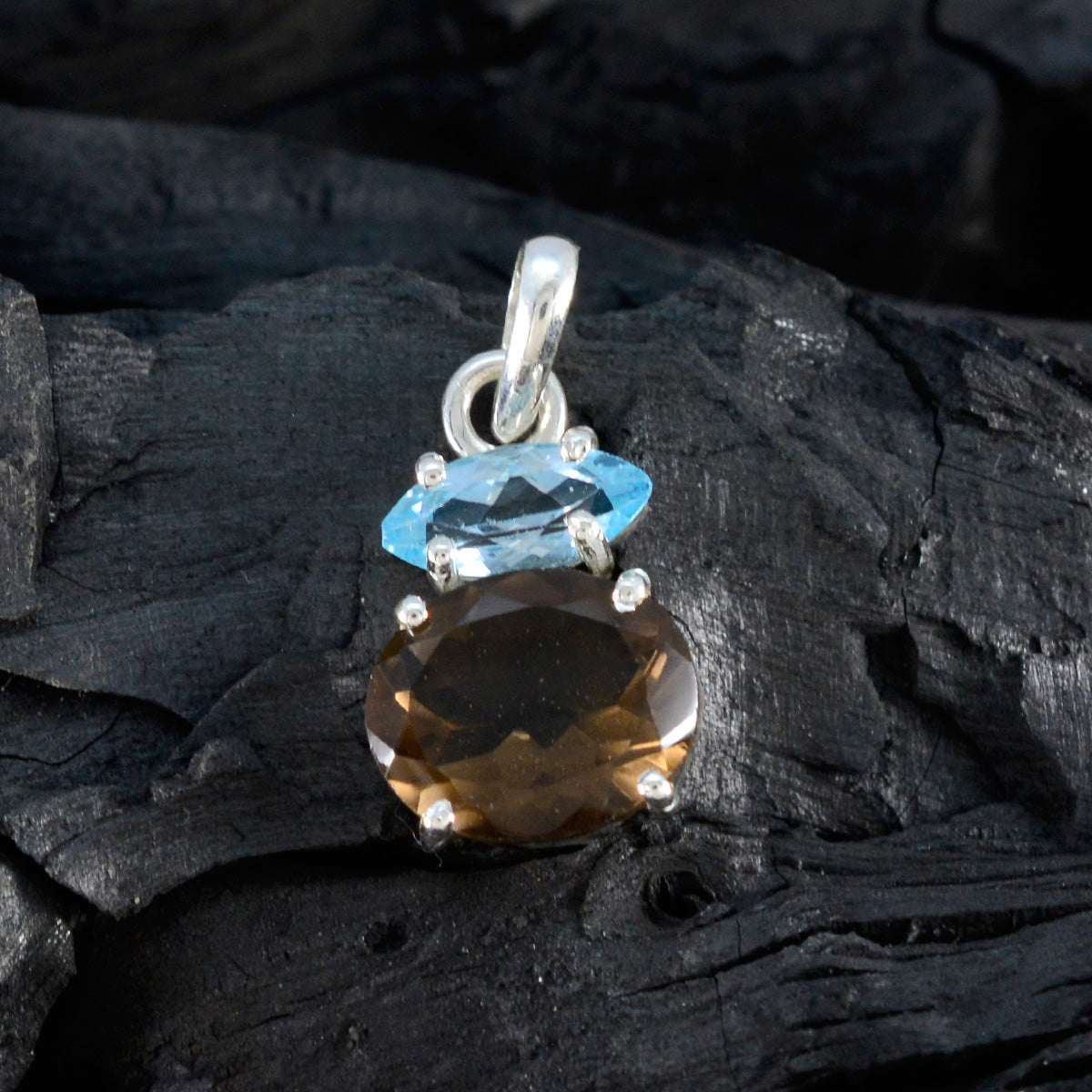 Multi Stone Delicate Russian Silver Toi et Moi Zoe Fairytale multicolor Pendant Jewelry