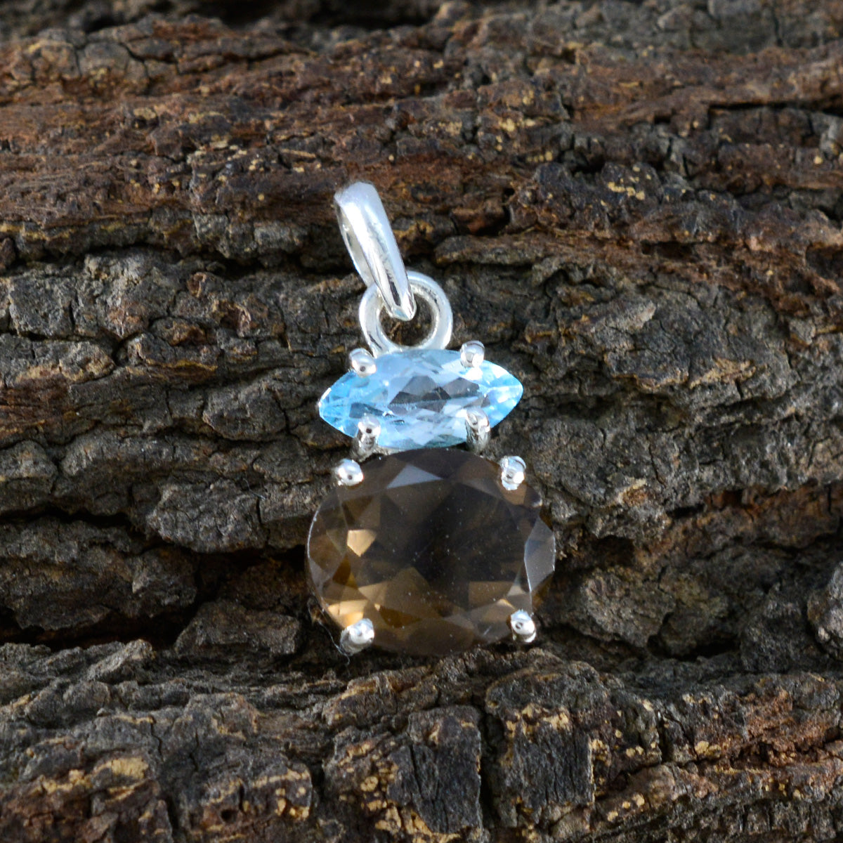 Multi Stone Delicate Russian Silver Toi et Moi Zoe Fairytale multicolor Pendant Jewelry