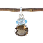 Multi Stone Delicate Russian Silver Toi et Moi multicolor Pendant