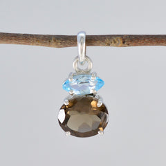 マルチストーンの繊細なロシア産シルバー製Toi et Moi Zoeのおとぎ話のようなマルチカラーペンダントジュエリー