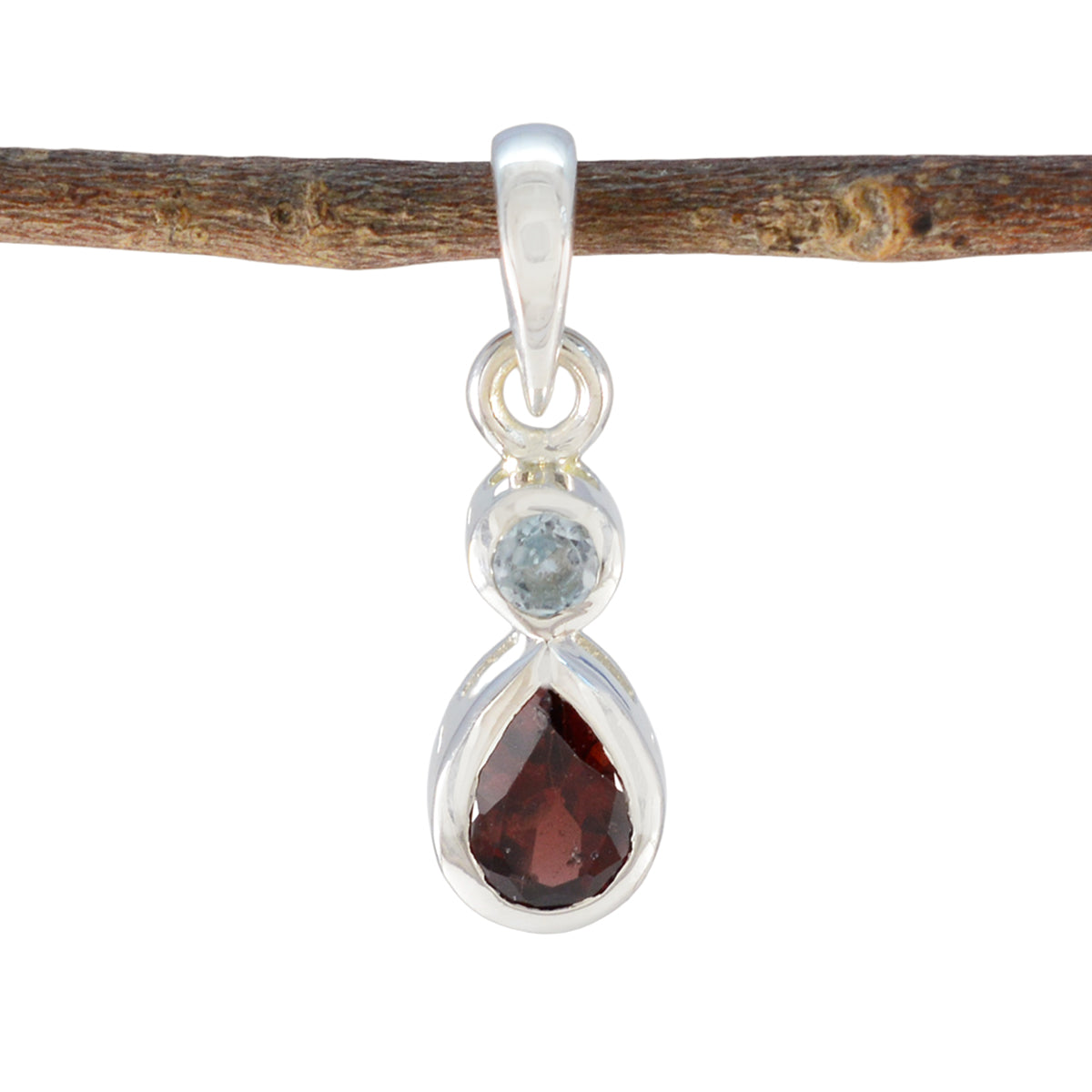 Multi Stone Minimalist Korean 925 Silver Toi et Moi multicolor Pendant Hoofdafbeelding