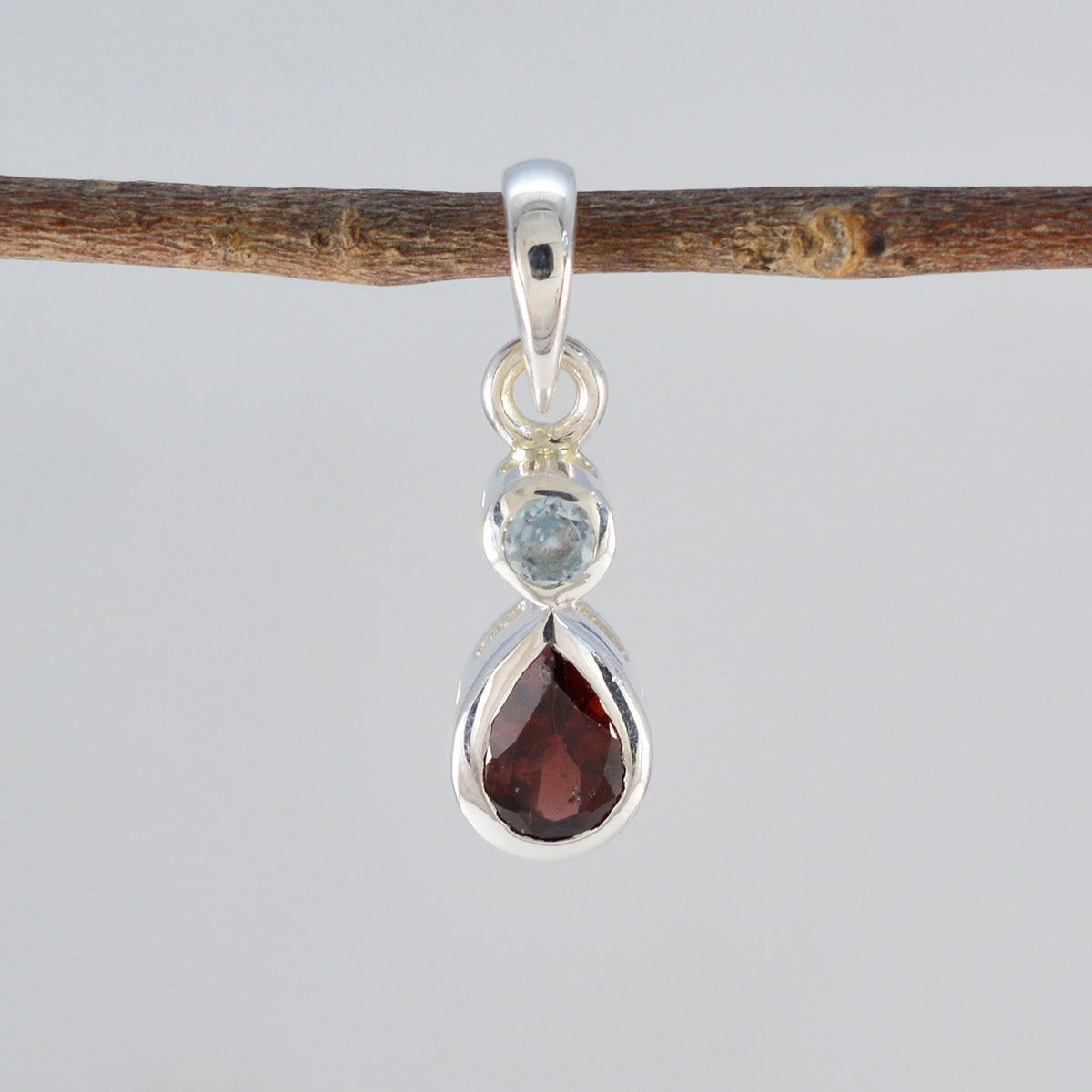 Ciondolo multicolore astratto Toi et Moi Ying, minimalista coreano, in argento 925 con pietra multipla Immagine secondaria del prodotto