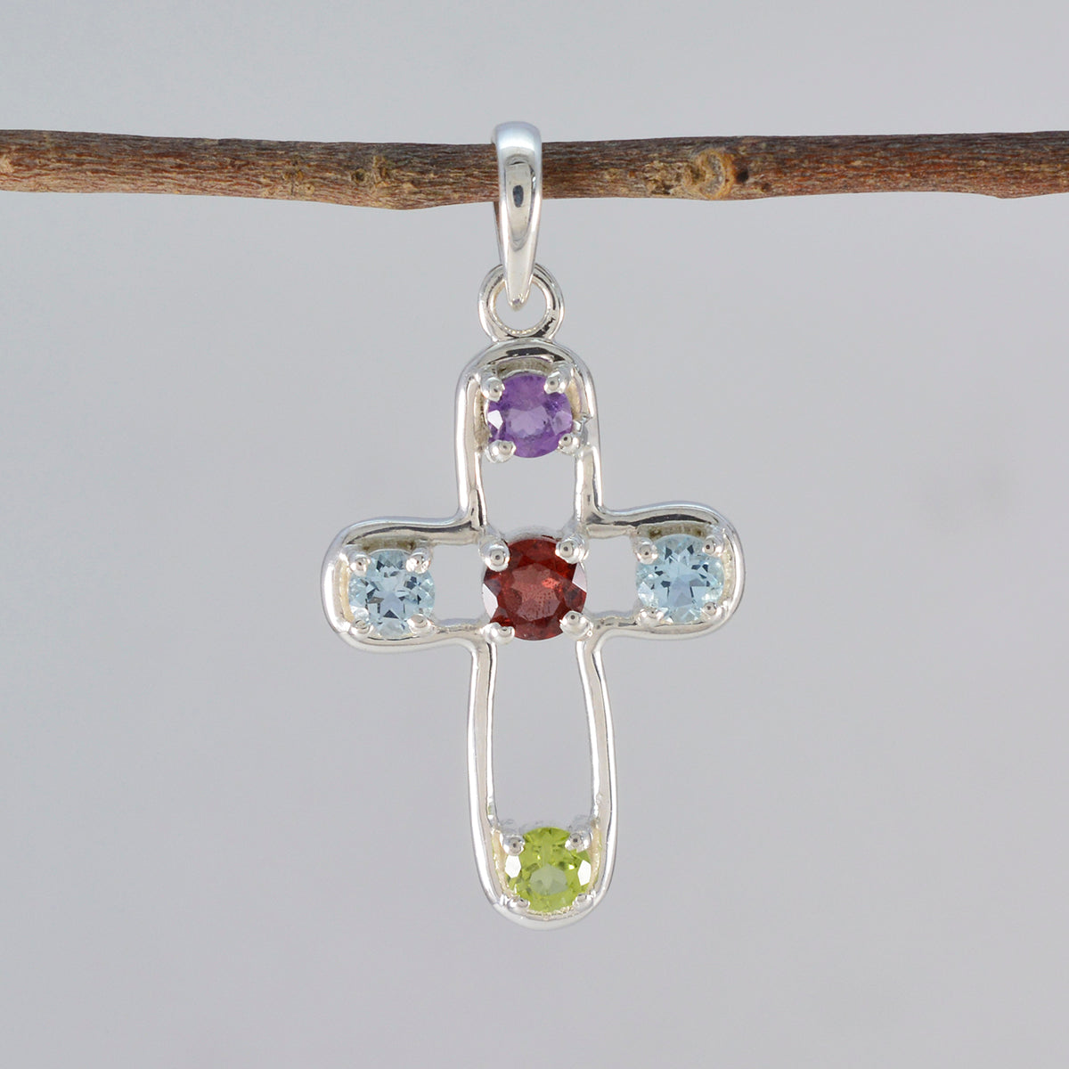Multi Stone Dainty Turks Sterling Zilveren kwart Elena Trendy veelkleurige hanger sieraden Secundaire afbeelding