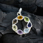 Multi Stone Dainty Egyptian Sterling Silver Hepta Leah Sophisticated multicolor Pendant Jewellery