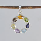 Multi Stone Dainty Egyptian Sterling Silver Hepta Leah Sophisticated multicolor Pendant Jewellery