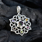 Multi Stone Classic Latin American 925 Silver Hepta Zoe Rope-Wire multicolor Pendant Jewelry