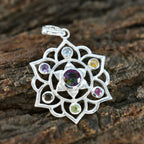 Multi Stone Classic Latin American 925 Silver Hepta Zoe Rope-Wire multicolor Pendant Jewelry