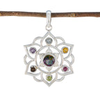 Multi Stone Classic Latin American 925 Silver Hepta multicolor Pendant