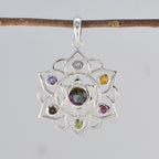 Multi Stone Classic Latin American 925 Silver Hepta Zoe Rope-Wire multicolor Pendant Jewelry