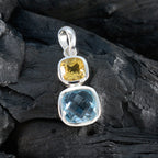 Multi Stone Whisper-thin Mexican Silver Toi et Moi Tereza wedding multicolor Pendant Jewelry