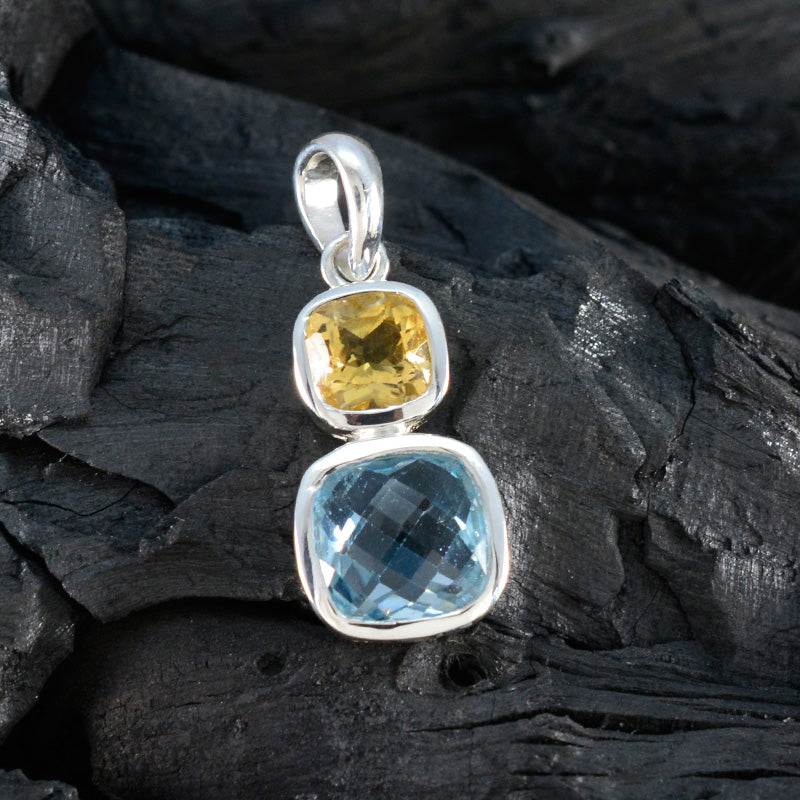 Multi Stone Whisper-thin Mexican Silver Toi et Moi Tereza wedding multicolor Pendant Jewelry