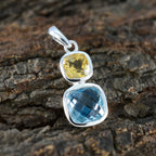 Multi Stone Whisper-thin Mexican Silver Toi et Moi Tereza wedding multicolor Pendant Jewelry