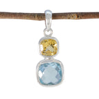 Multi Stone Whisper-thin Mexican Silver Toi et Moi multicolor Pendant