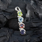 Multi Stone Delicate Moroccan 92.5 Silver quarter Zoey Armor multicolor Pendant Jewellery