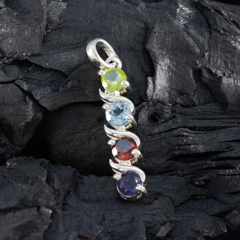 Multi Stone Delicate Moroccan 92.5 Silver quarter Zoey Armor multicolor Pendant Jewellery