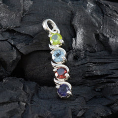 Gioiello con ciondolo multicolore Zoey Armor in argento 92,5 con pietra multi delicata e marocchino