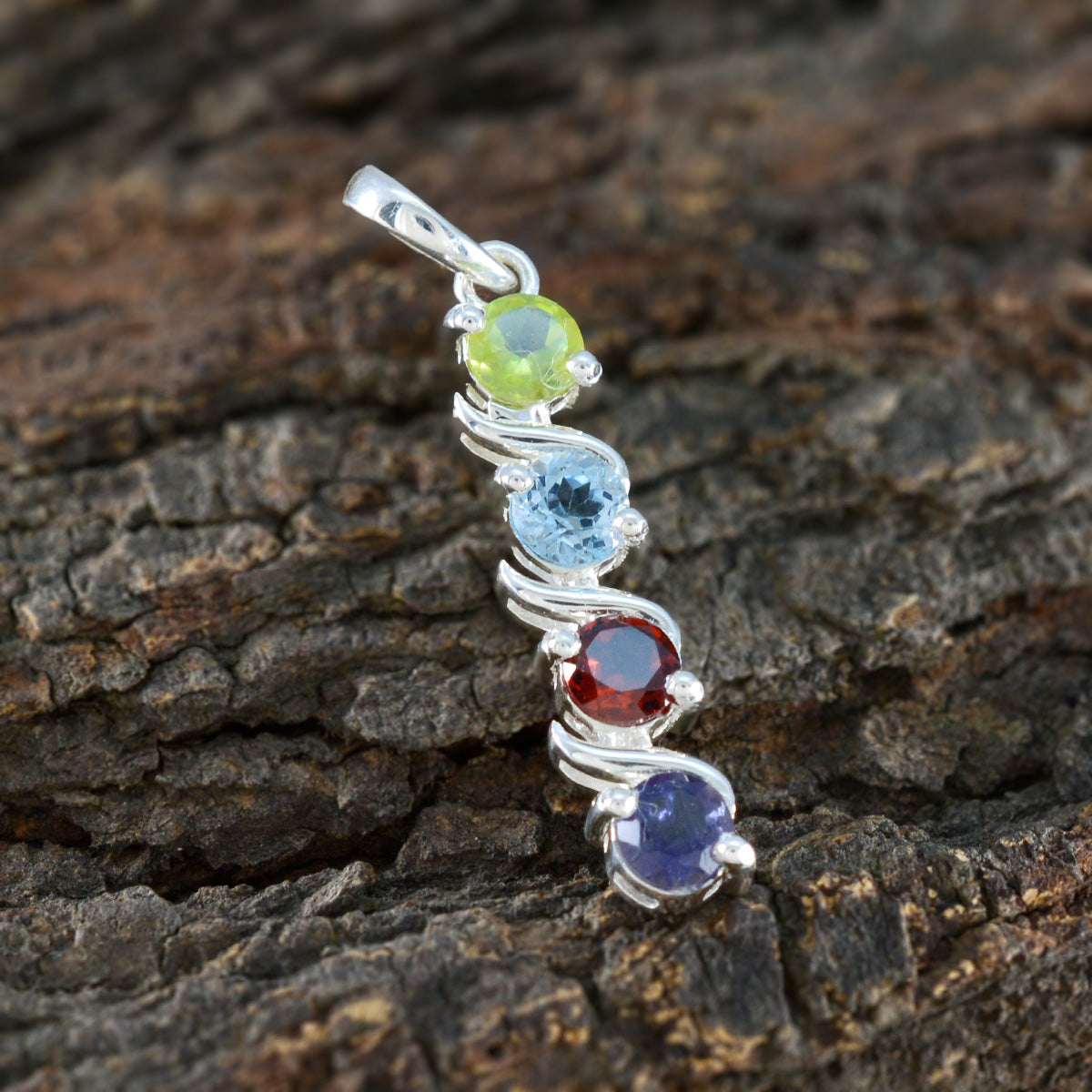 Multi Stone Delicate Moroccan 92.5 Silver quarter Zoey Armor multicolor Pendant Jewellery