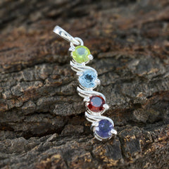 Gioiello con ciondolo multicolore Zoey Armor in argento 92,5 con pietra multi delicata e marocchino