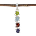 Multi Stone Delicate Moroccan 92.5 Silver quarter multicolor Pendant