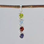 Multi Stone Delicate Moroccan 92.5 Silver quarter Zoey Armor multicolor Pendant Jewellery