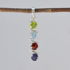 Gioiello con ciondolo multicolore Zoey Armor in argento 92,5 con pietra multi delicata e marocchino