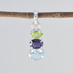 Multi Stone Minimalistische Japanse Sterling Zilveren Trilogie Hye-jin Hedendaagse veelkleurige Hanger Sieraden