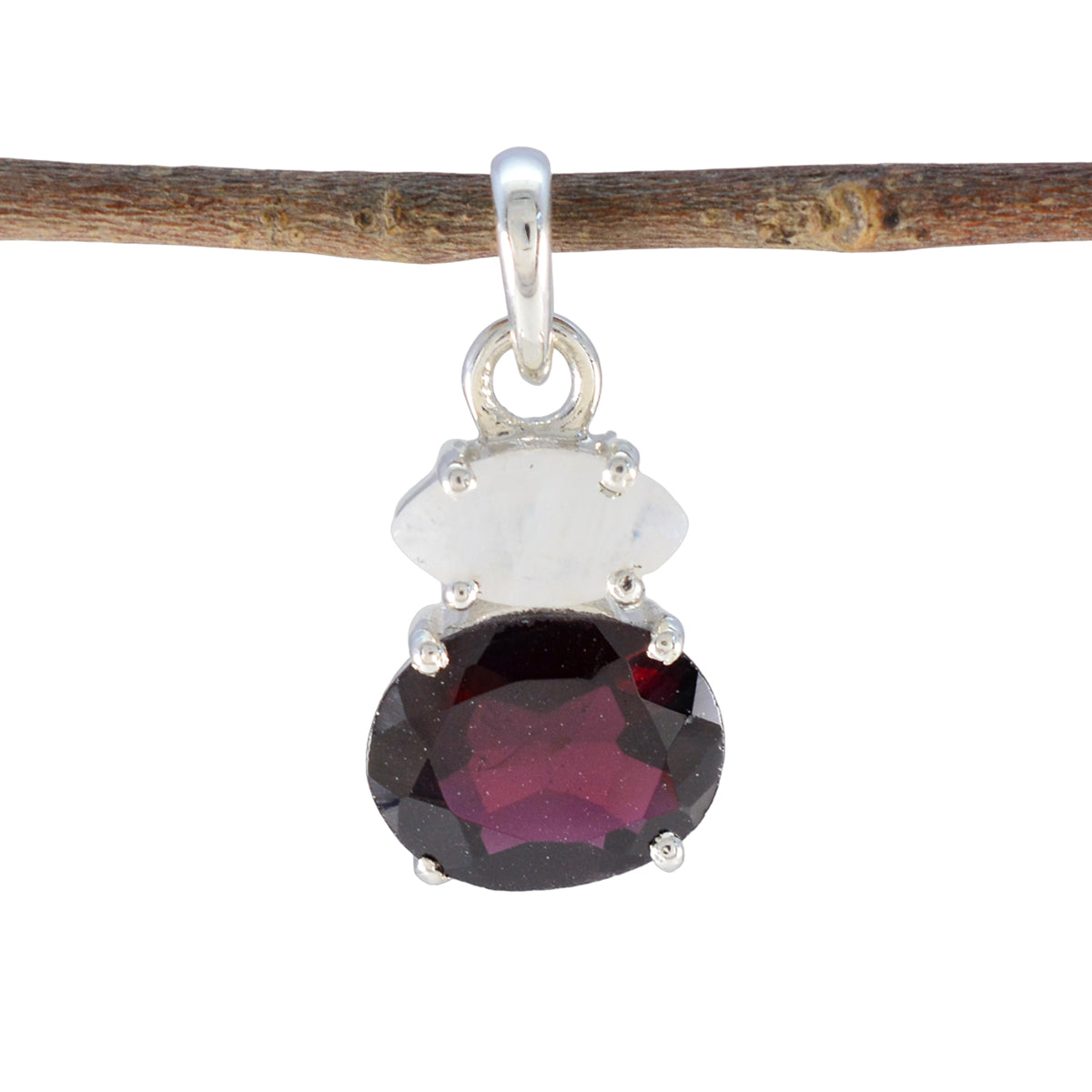 Multi Stone Delicate Moroccan Sterling Silver Toi et Moi multicolor Pendant Hoofdafbeelding