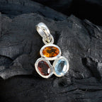 Multi Stone Elegant Japanese 925 Silver Trilogy Yan propsel multicolor Pendant Jewelry