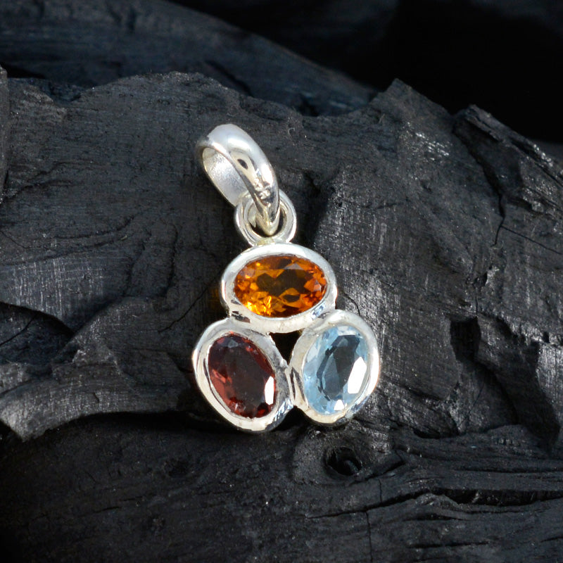 Multi Stone Elegant Japanese 925 Silver Trilogy Yan propsel multicolor Pendant Jewelry