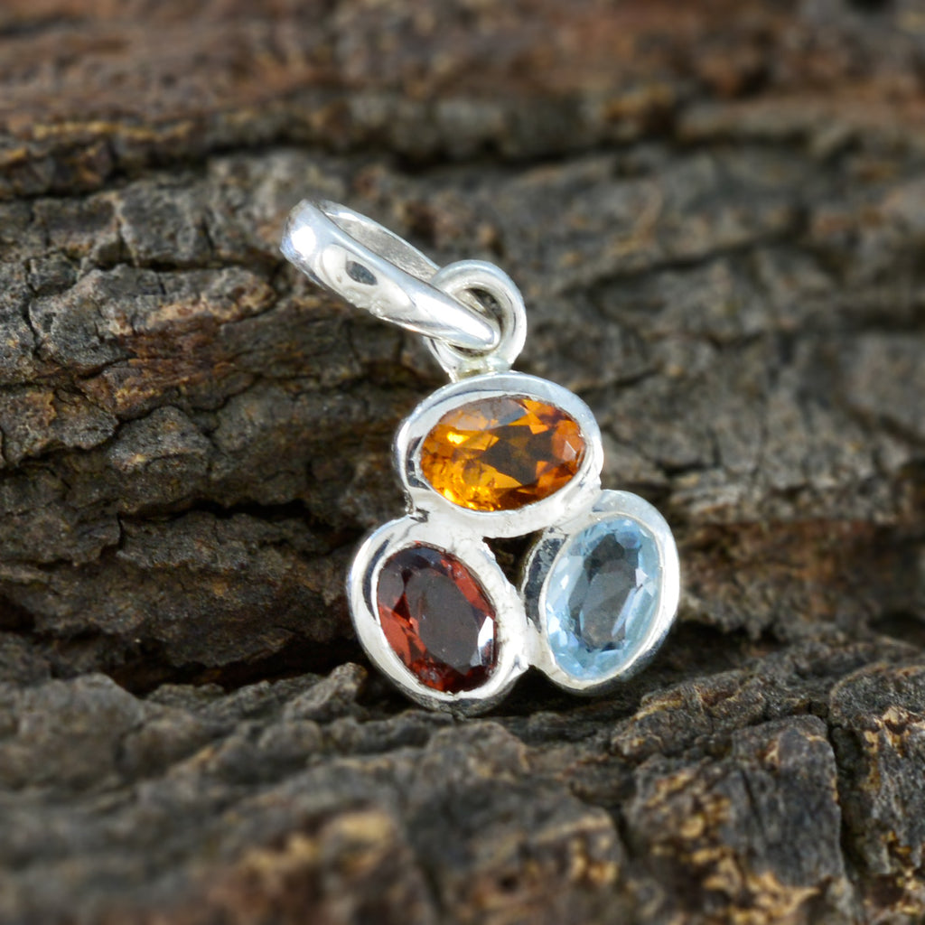 Multi Stone Elegant Japanese 925 Silver Trilogy Yan propsel multicolor Pendant Jewelry