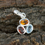 Multi Stone Elegant Japanese 925 Silver Trilogy Yan propsel multicolor Pendant Jewelry