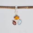 Multi Stone Elegant Japanese 925 Silver Trilogy Yan propsel multicolor Pendant Jewelry