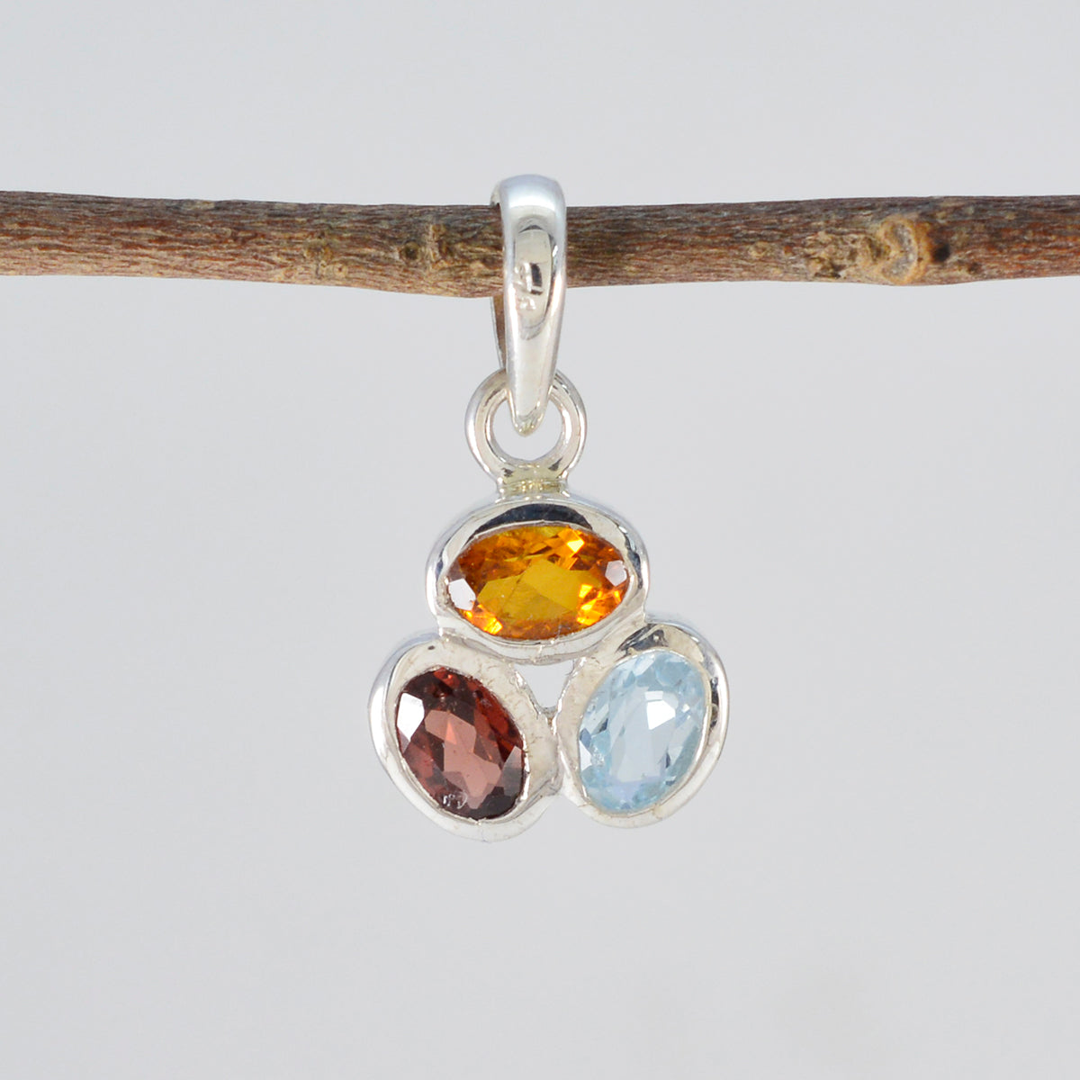 Multi Stone Elegant Japanese 925 Silver Trilogy Yan propsel multicolor Pendant Jewelry