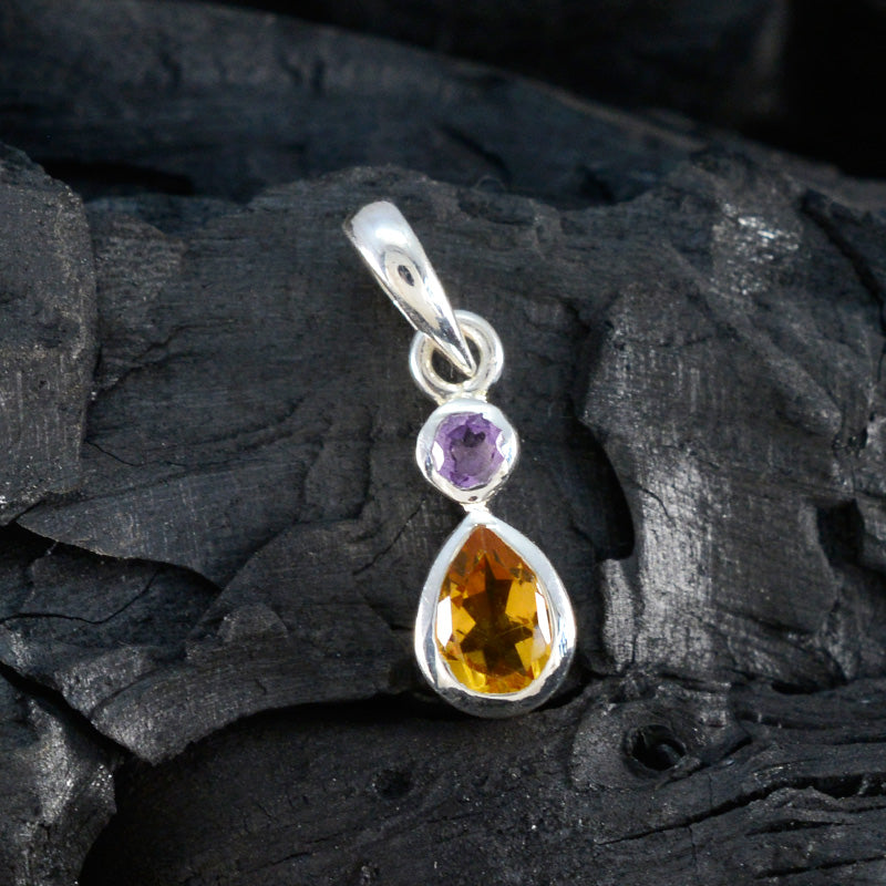 Minimalistischer japanischer Anhänger „Toi et Moi Yuki“ aus 92,5er Silber mit mehreren Steinen, trendiger mehrfarbiger Schmuck