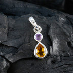 Multi Stone Minimalist Japanese 92.5 Silver Toi et Moi Yuki Trendy multicolor Pendant Jewellery