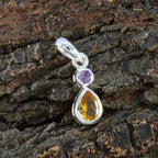 Multi Stone Minimalist Japanese 92.5 Silver Toi et Moi Yuki Trendy multicolor Pendant Jewellery