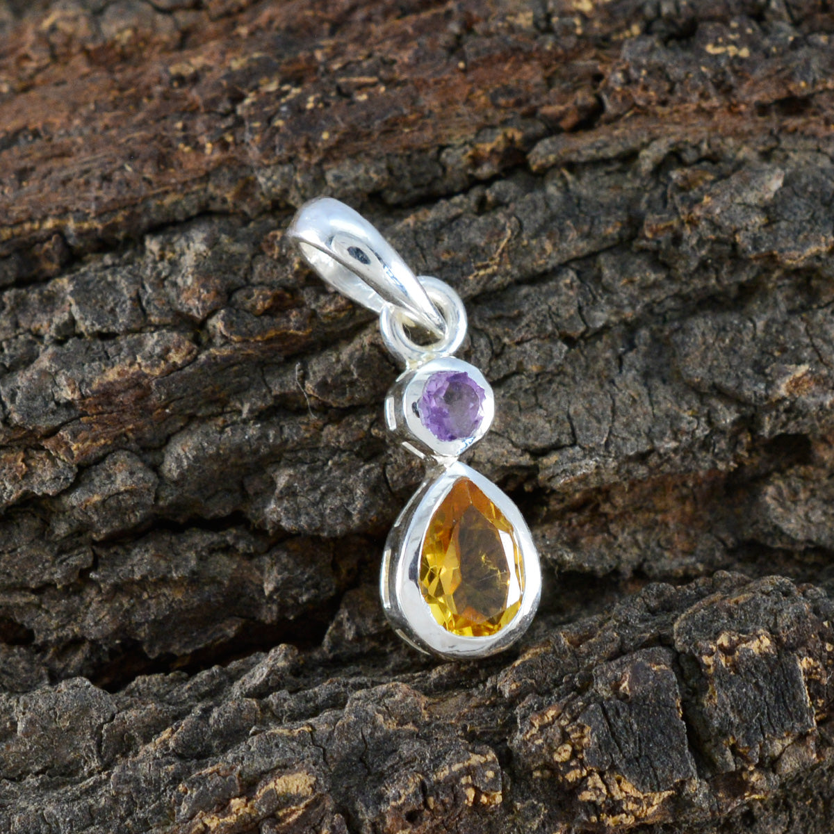 Multi Stone Minimalist Japanese 92.5 Silver Toi et Moi Yuki Trendy multicolor Pendant Jewellery