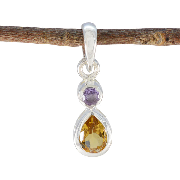 Multi Stone Minimalist Japanese 92.5 Silver Toi et Moi multicolor Pendant