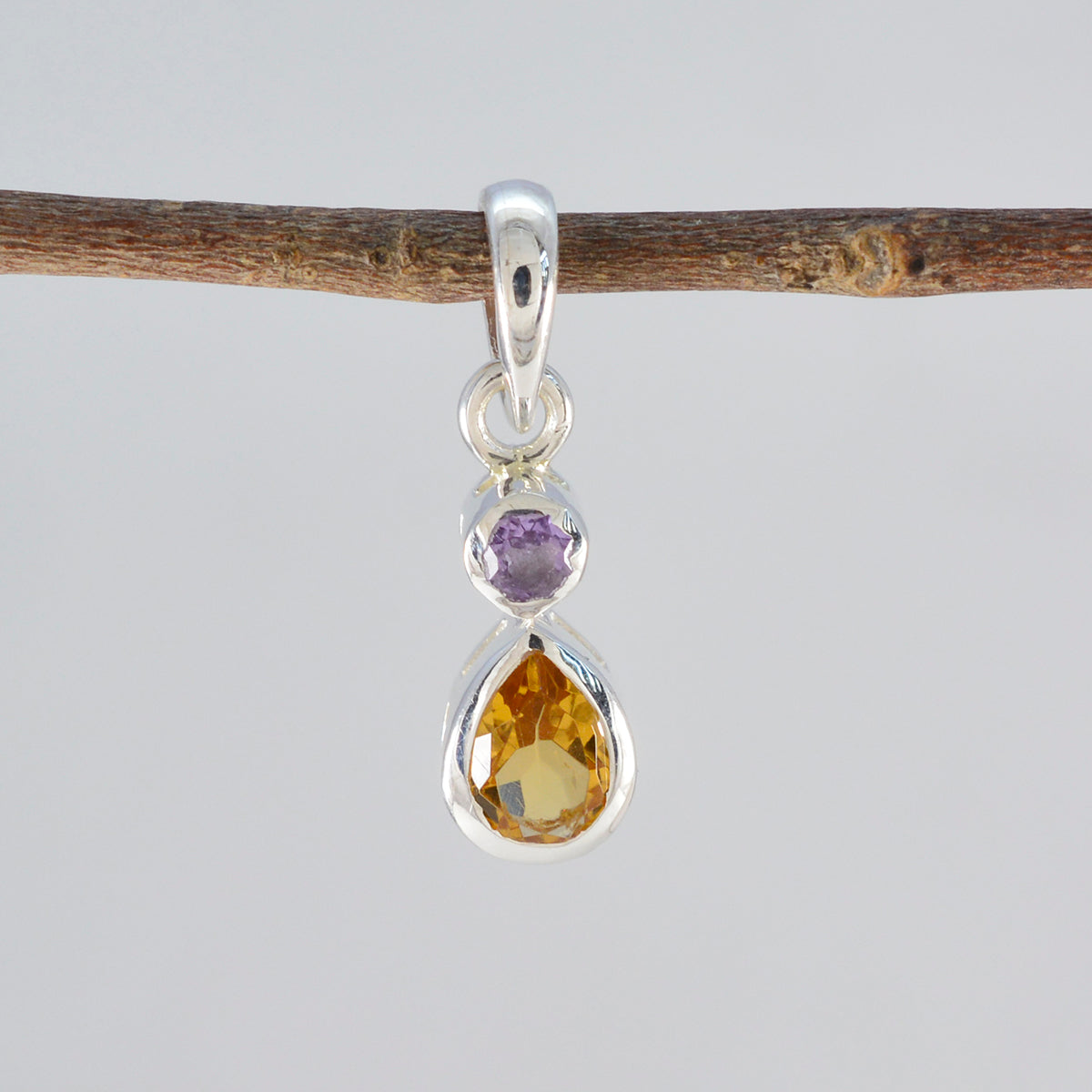 Multi Stone Minimalist Japanese 92.5 Silver Toi et Moi Yuki Trendy multicolor Pendant Jewellery Secondary image