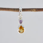 Multi Stone Minimalist Japanese 92.5 Silver Toi et Moi Yuki Trendy multicolor Pendant Jewellery