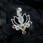 Multi Stone Dainty Mexican Sterling Silver Hepta Camilla Rope-Wire multicolor Pendant Jewellery