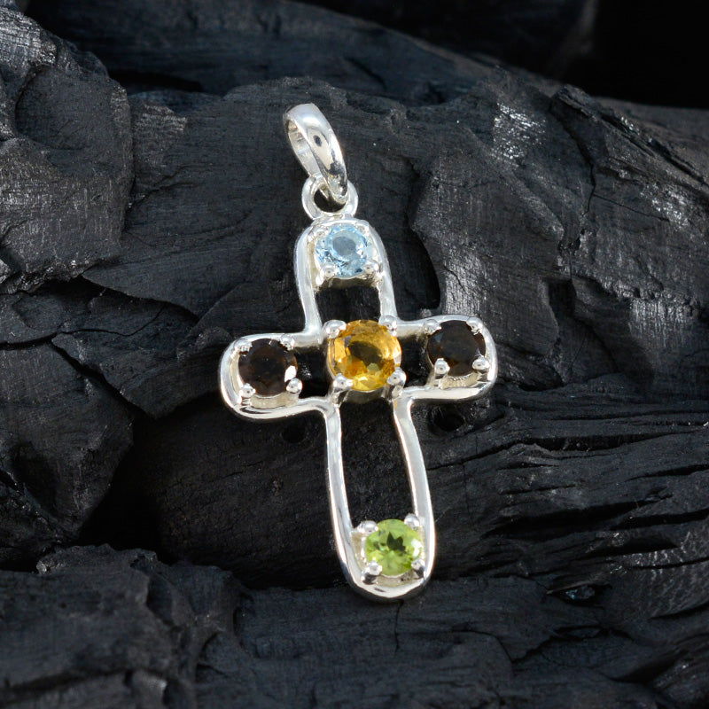 Multi Stone Dainty American 925 Silver quarter Eliza Love multicolor Pendant Jewelry