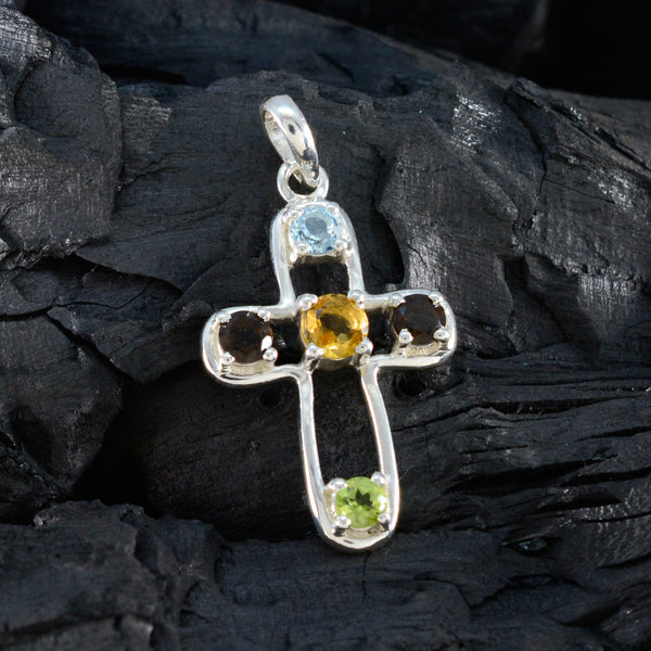 Multi Stone Dainty American 925 Silver quarter Eliza Love multicolor Pendant Jewelry