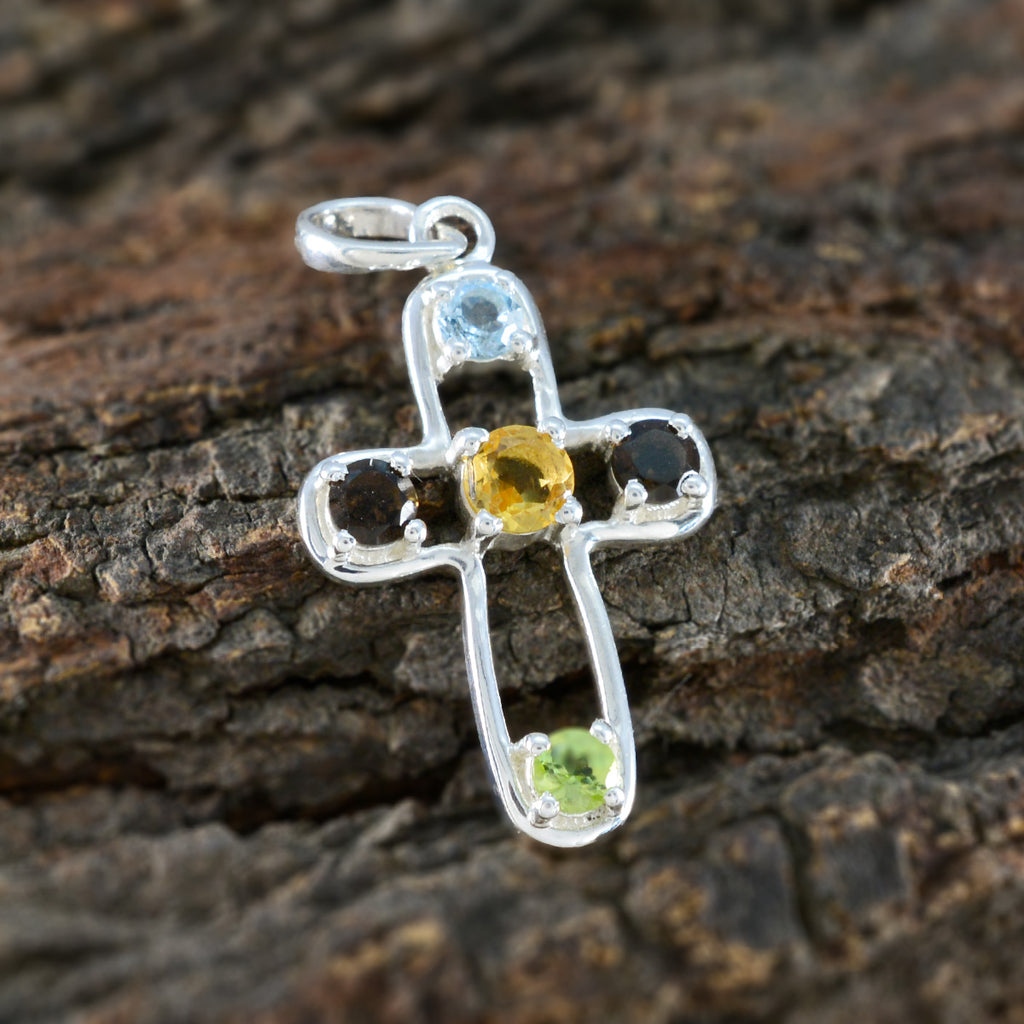 Multi Stone Dainty American 925 Silver quarter Eliza Love multicolor Pendant Jewelry