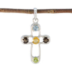 Multi Stone Dainty American 925 Silver quarter multicolor Pendant