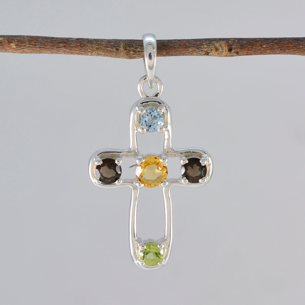 Multi Stone Dainty American 925 Silver quarter Eliza Love multicolor Pendant Jewelry